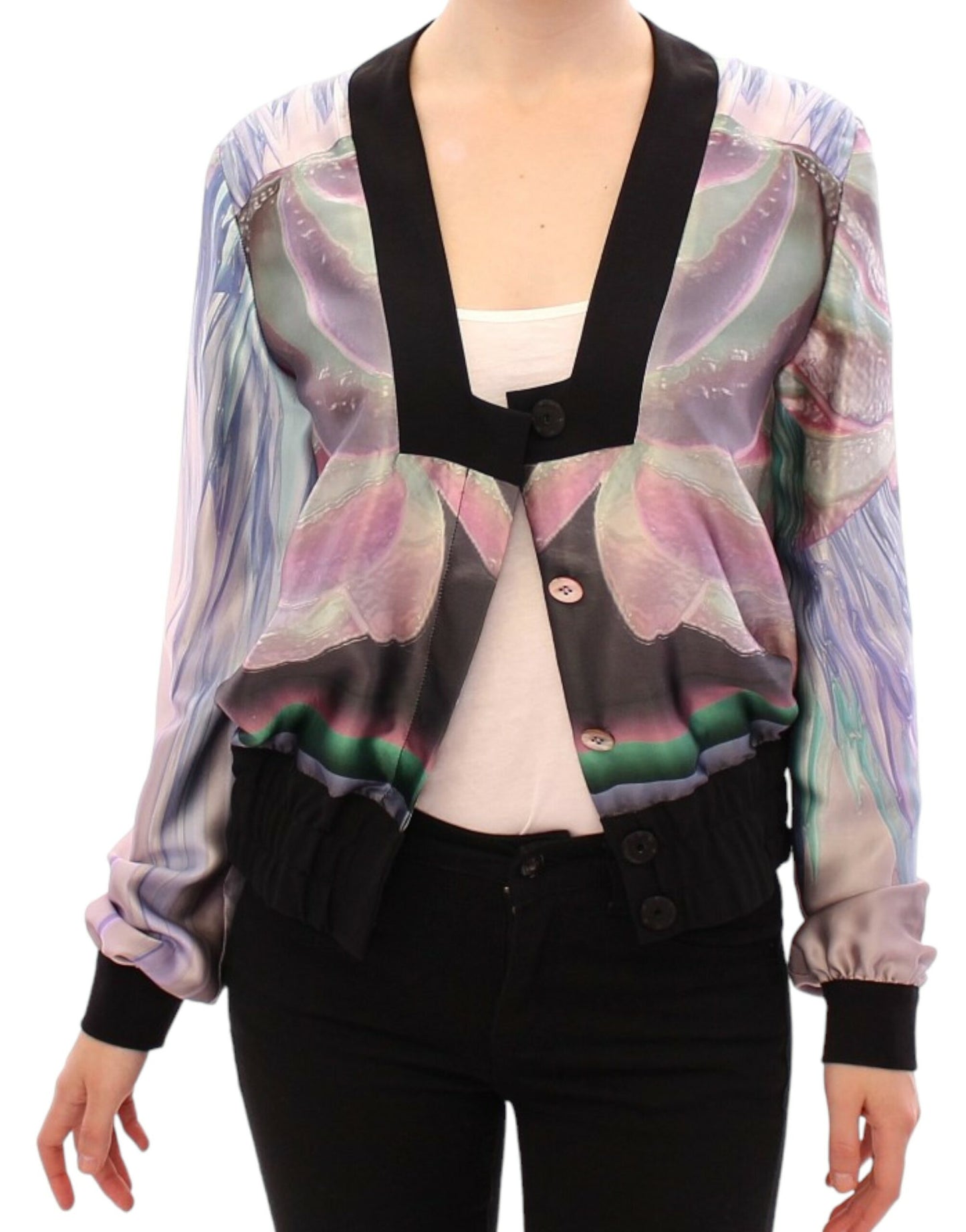 Sergei Grinko Multicolor Silk Blouse Jacket