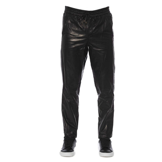 Trussardi Black Leather Men's Trouser