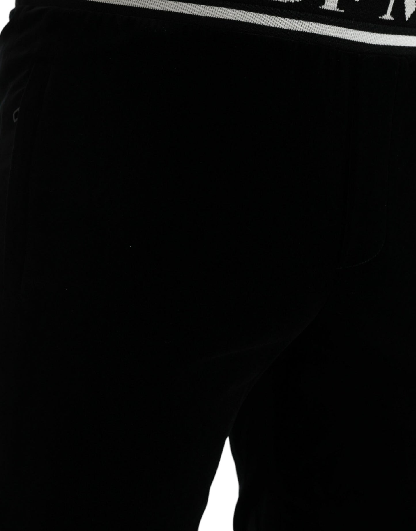 Dolce & Gabbana Sleek Black Velvet Joggers - Timeless Elegance