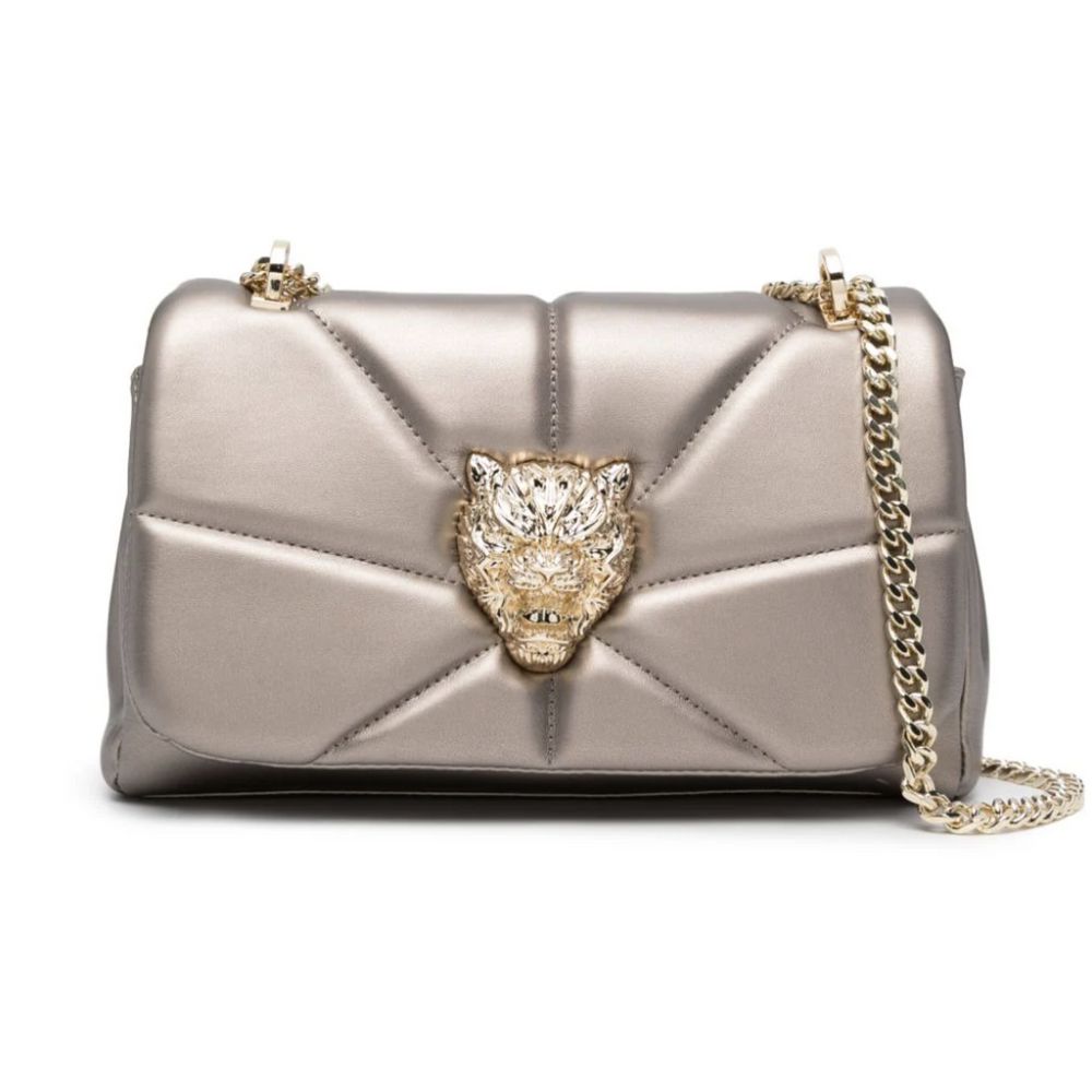 Plein Sport Chic Beige Crossbody Bag with Gold Chain Accent