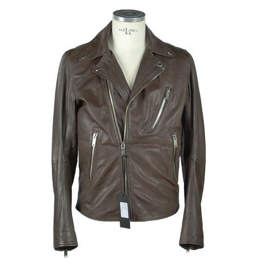 Emilio Romanelli Refined Brown Leather Jacket