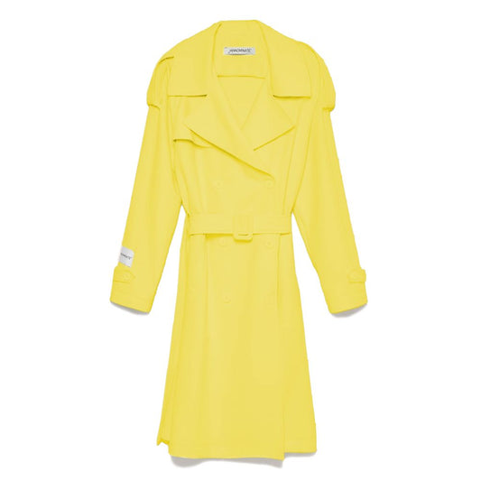 Hinnominate Elegant Double-Breasted Trench Coat in Yellow