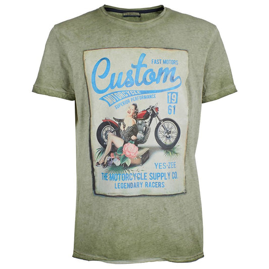 Yes Zee Green Cotton Men T-Shirt