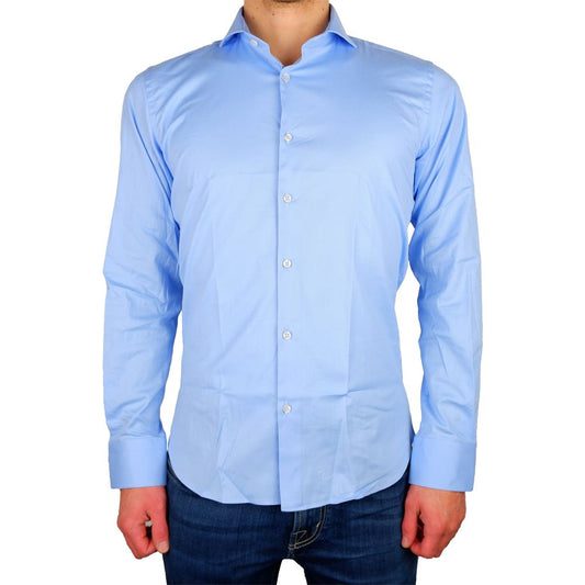 Made in Italy Elegant Milano Light Blue Gabardin Shirt