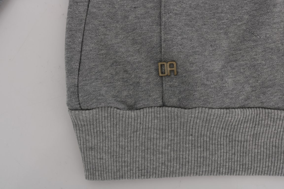 Daniele Alessandrini Chic Gray Full-Zip Cotton Hoodie