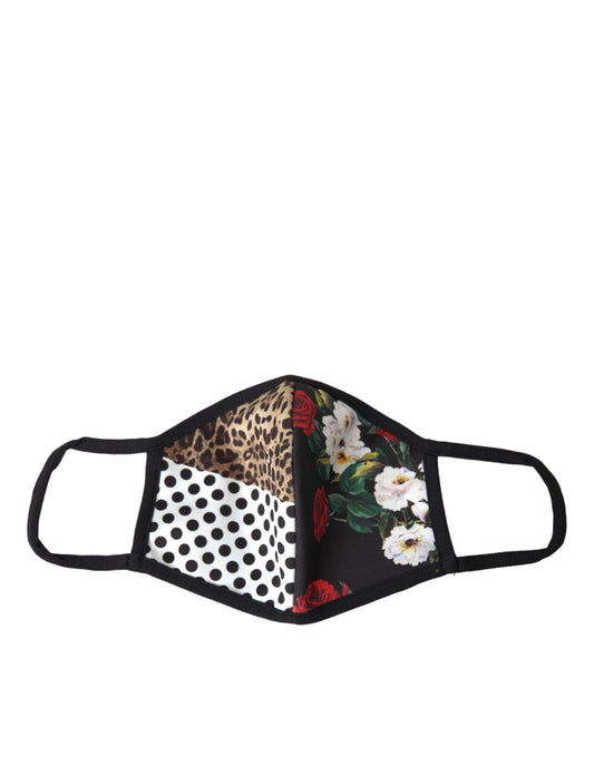 Dolce & Gabbana Multicolor Leopard Floral Elastic Ear Strap Face Mask