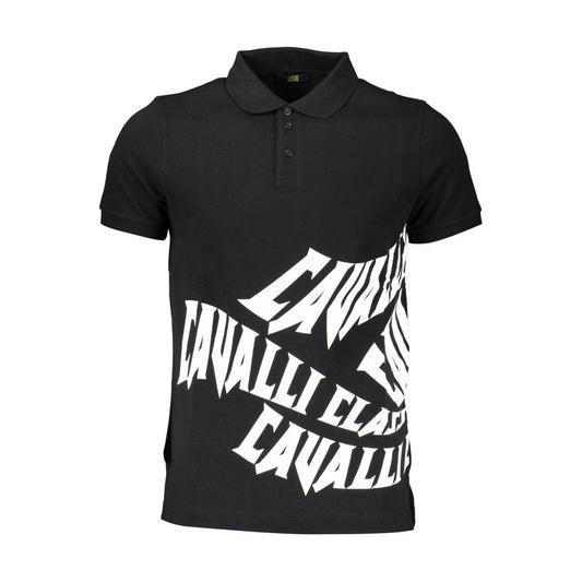 Cavalli Class Black Cotton Mens Polo Shirt