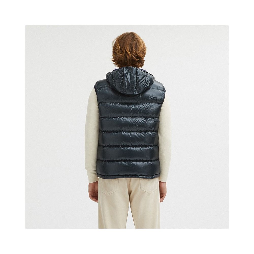 Reversible Centogrammi Hooded Vest in Blue/Grey