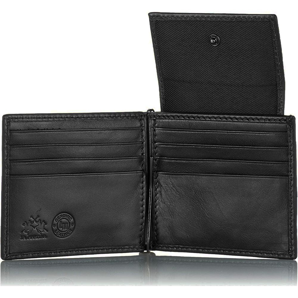 La Martina Sleek Black Luxury Leather Wallet