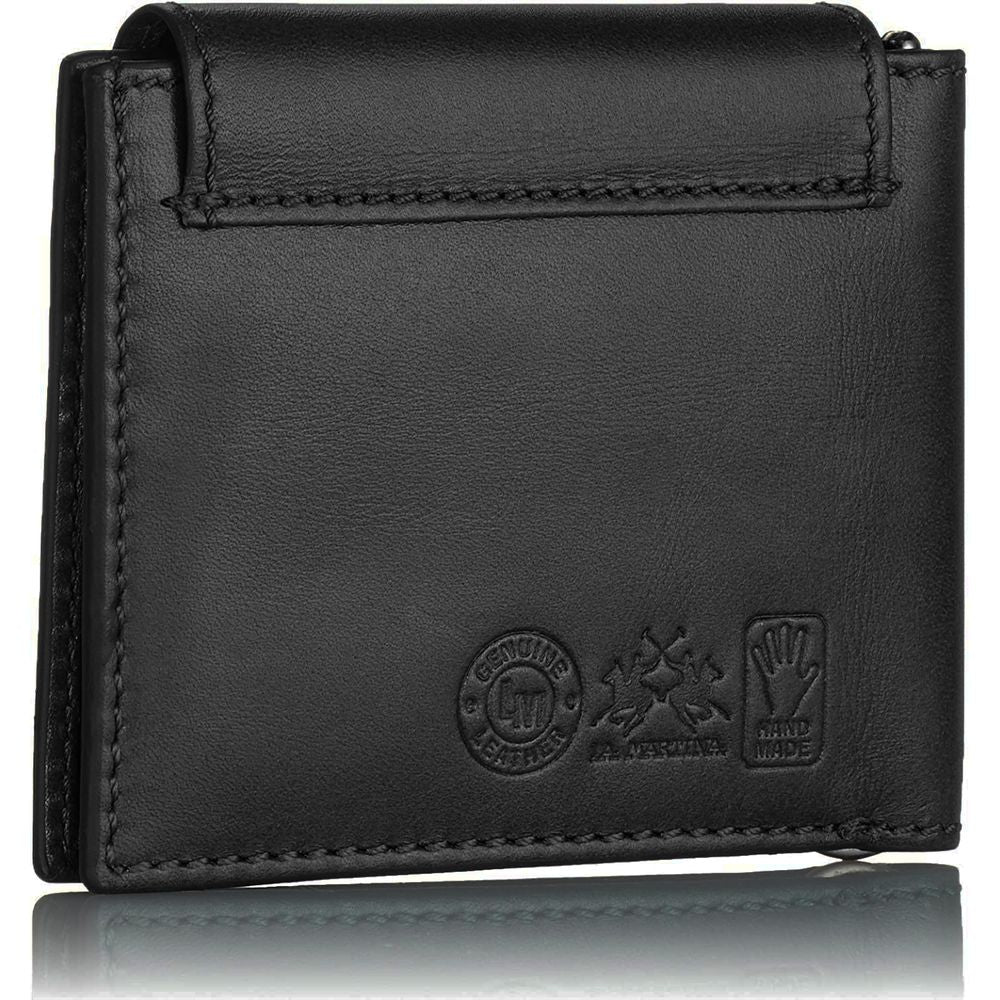 La Martina Sleek Black Luxury Leather Wallet