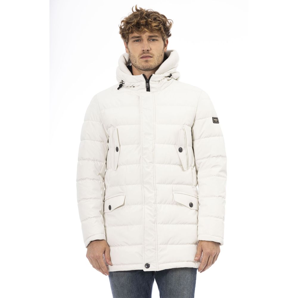 Baldinini Trend White Polyester Men's Hooded Jacket