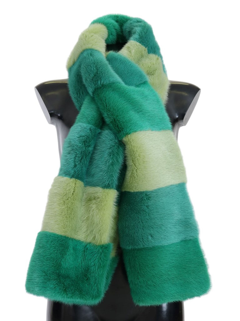 Dolce & Gabbana Elegant Green Mink Fur Scarf Wrap