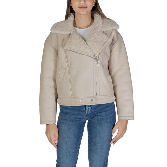 Vila Clothes Beige Leather Leather Jackets & Coat