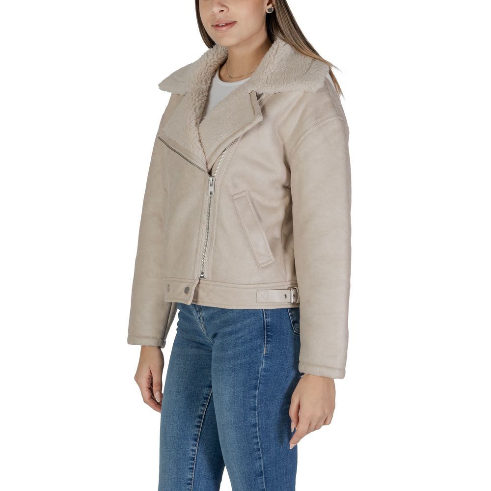 Vila Clothes Beige Leather Leather Jackets & Coat