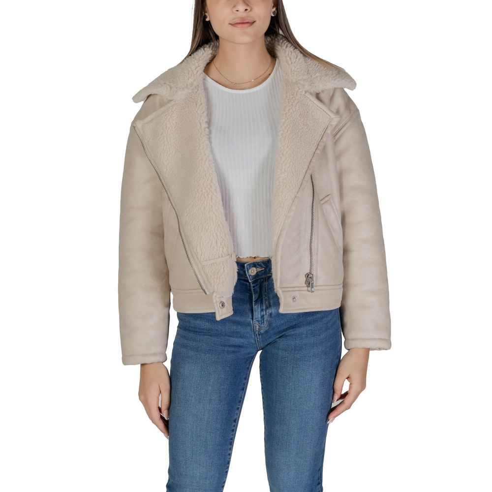 Vila Clothes Beige Leather Leather Jackets & Coat