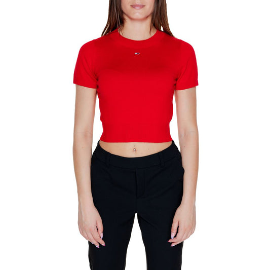 Tommy Hilfiger Jeans Red Organic Cotton Tops & T-Shirt