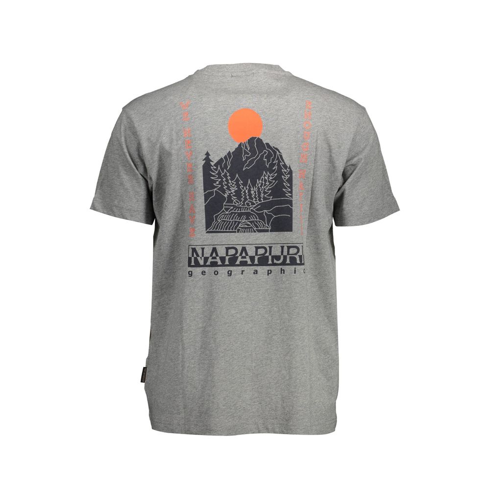 Napapijri Gray Cotton Men T-Shirt