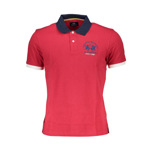 La Martina Red Cotton Men Polo