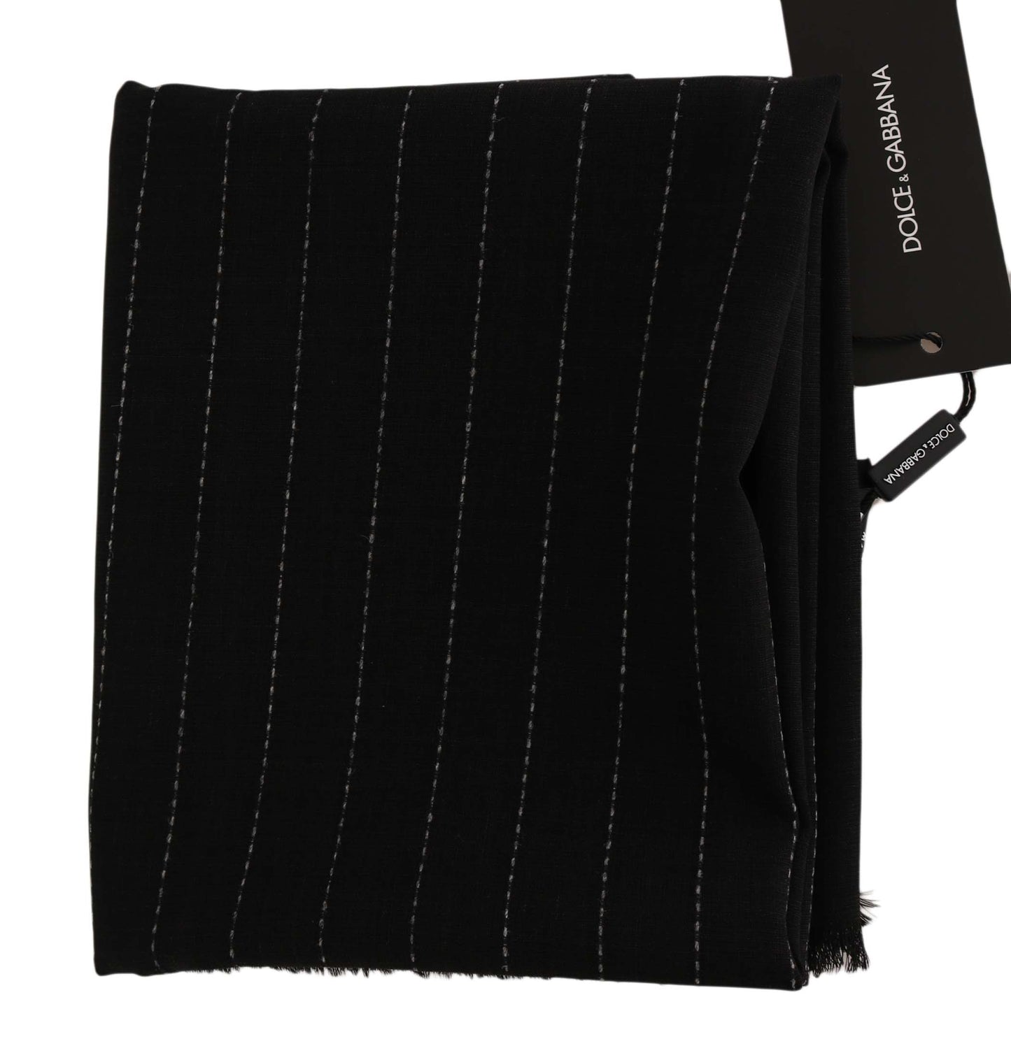 Dolce & Gabbana Elegant Silk Black & White Striped Men's Scarf