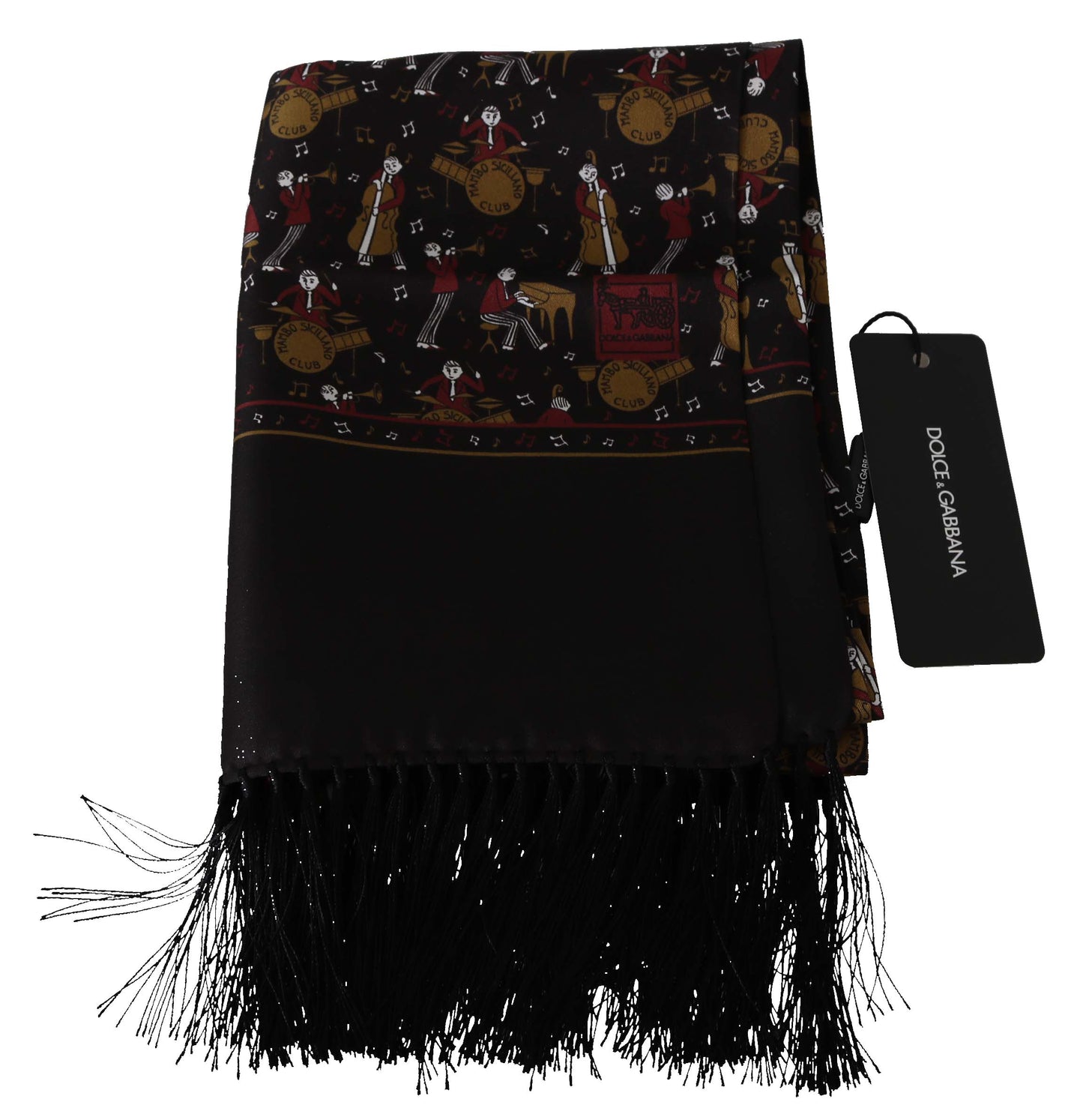 Dolce & Gabbana Elegant Brown Silk Musicians Print Scarf