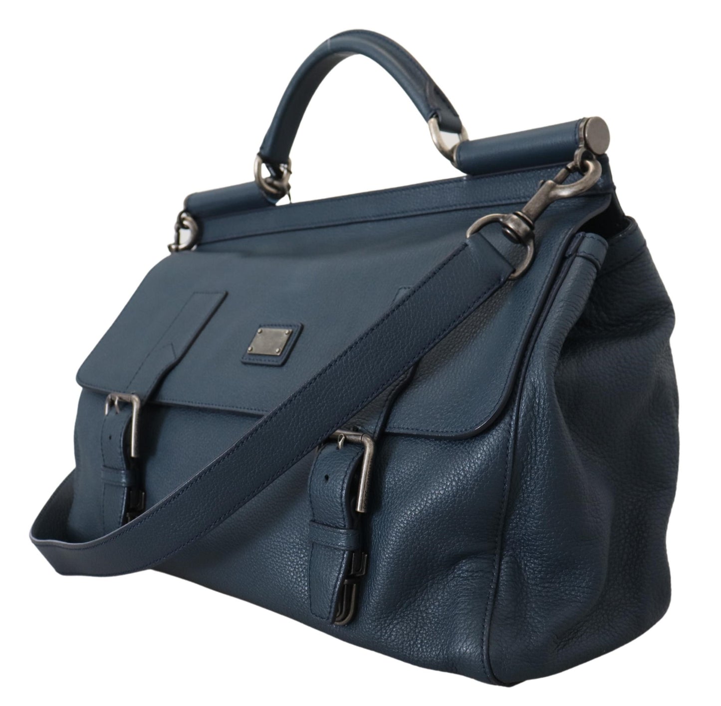 Dolce & Gabbana Elegant Blue Leather Work Bag