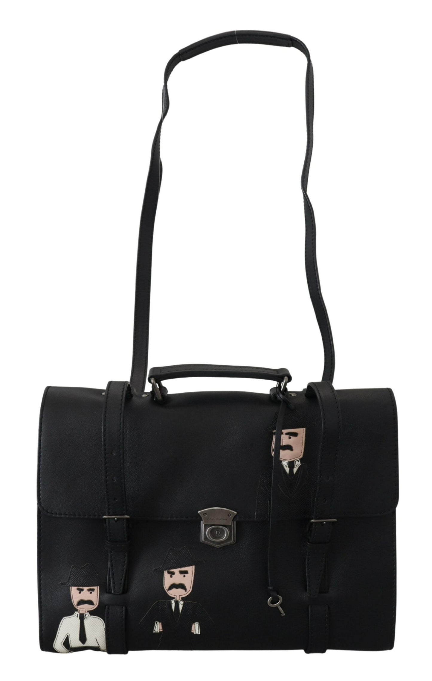 Dolce & Gabbana Elegant Black Calfskin Leather Briefcase Bag