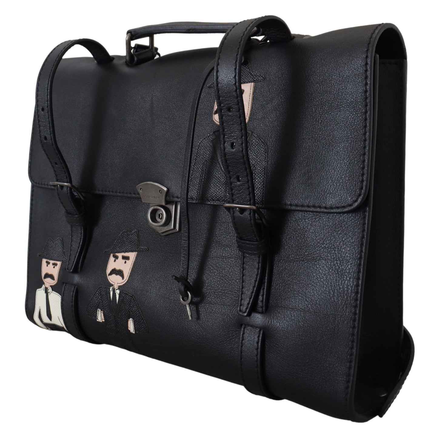 Dolce & Gabbana Elegant Black Calfskin Leather Briefcase Bag