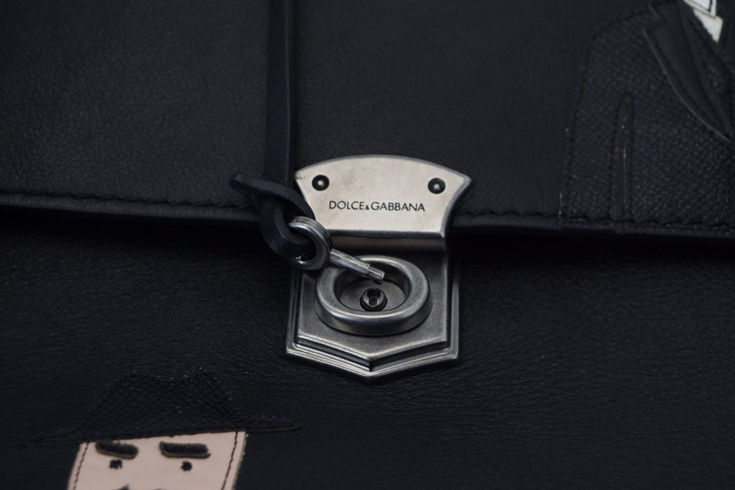 Dolce & Gabbana Elegant Black Calfskin Leather Briefcase Bag