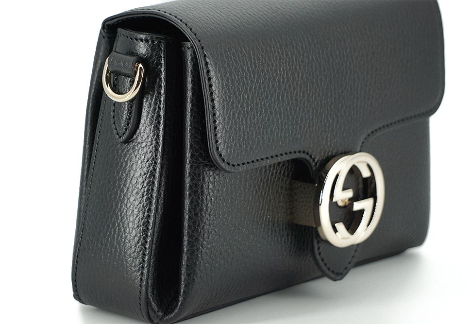 Gucci Elegant Black Calf Leather Shoulder Bag