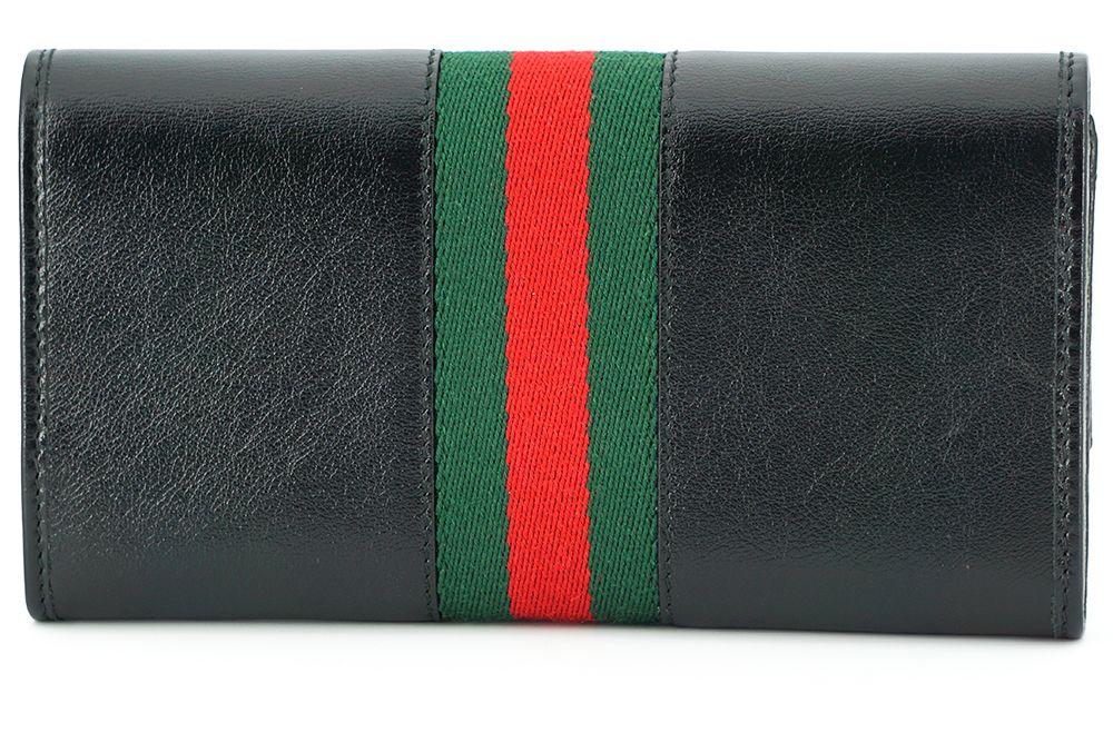 Gucci Elegant Black Leather Wallet with Gold-Toned Accents