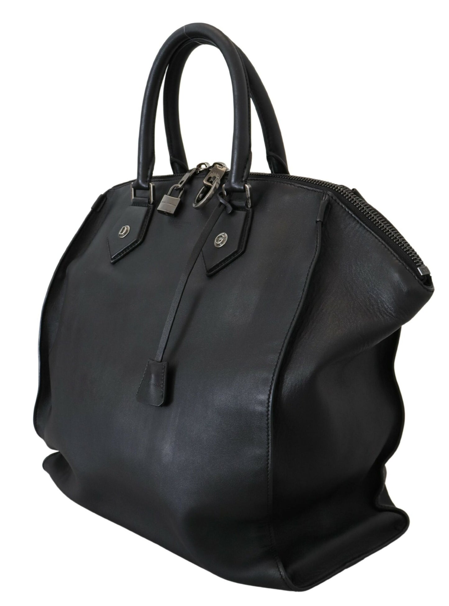 Dolce & Gabbana Sleek Black Leather Shoulder Tote