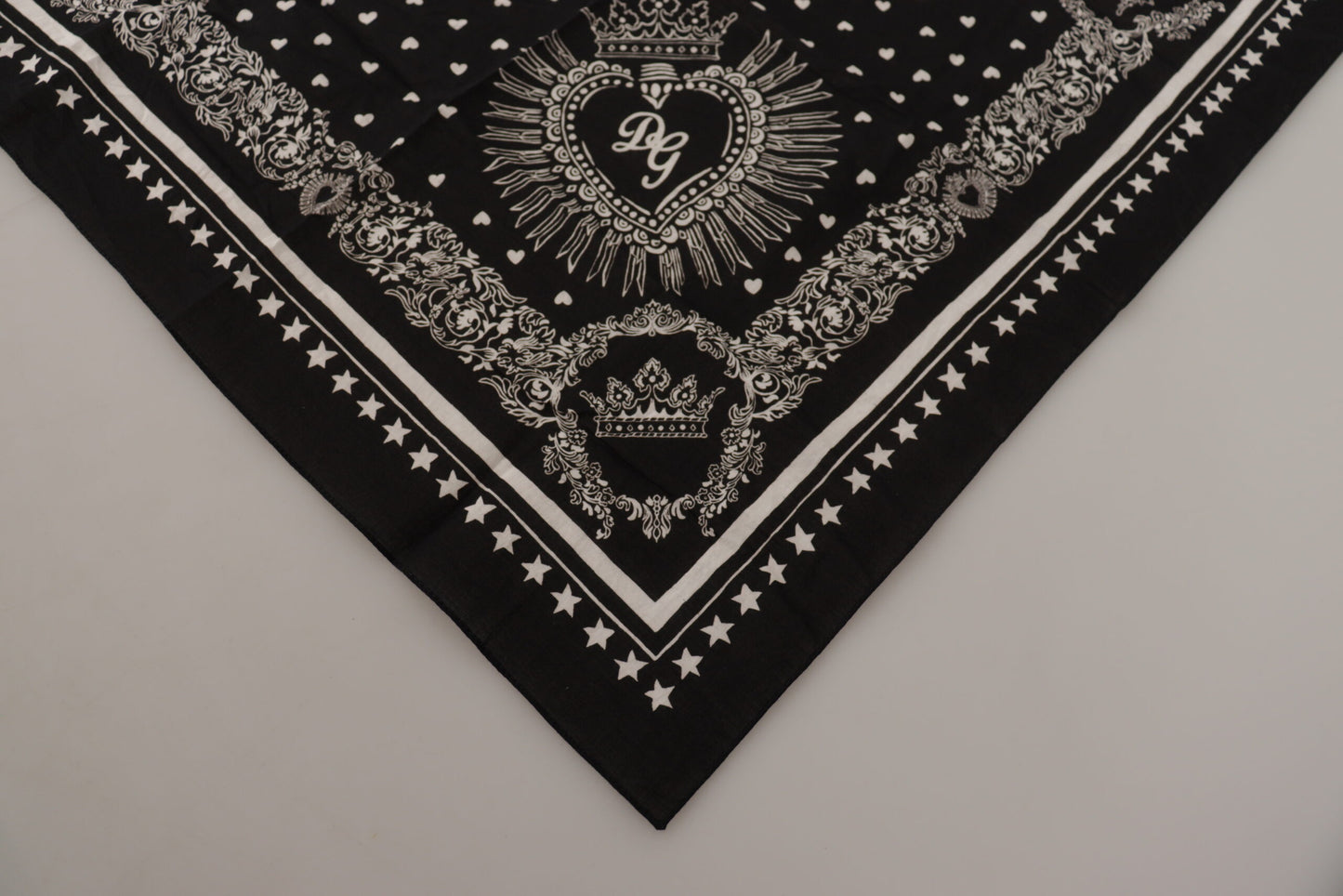 Dolce & Gabbana Elegant Silk Men's Scarf with Heart Crown Print