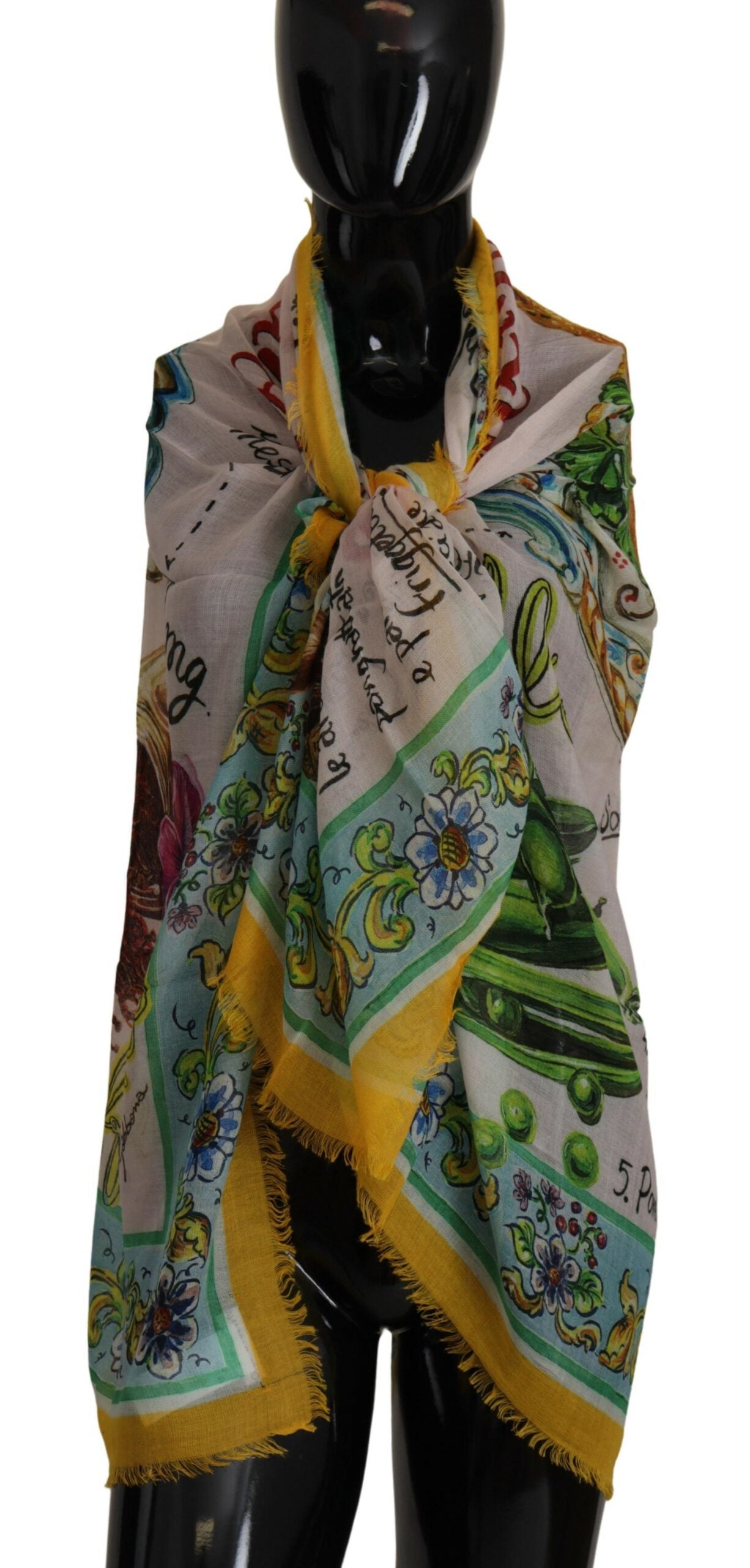 Dolce & Gabbana Elegant Silk-Cashmere Blend Sicilian Print Scarf