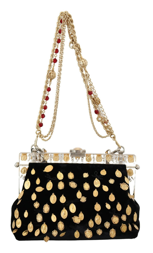 Dolce & Gabbana Elegant Velvet Clutch Evening Shoulder Bag