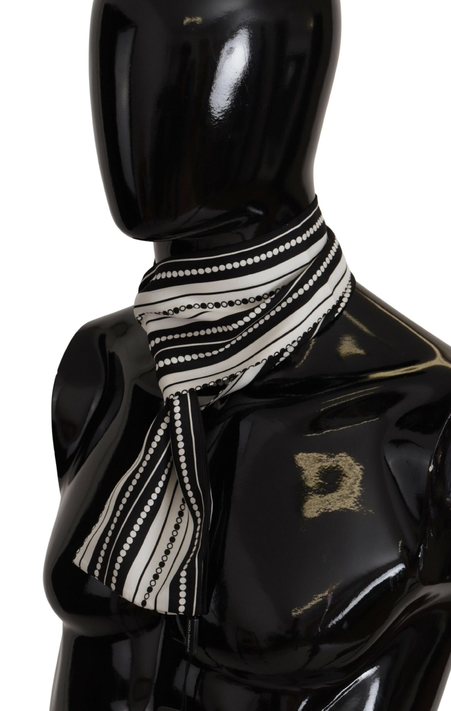 Dolce & Gabbana Elegant Silk Scarf with Black Stripes