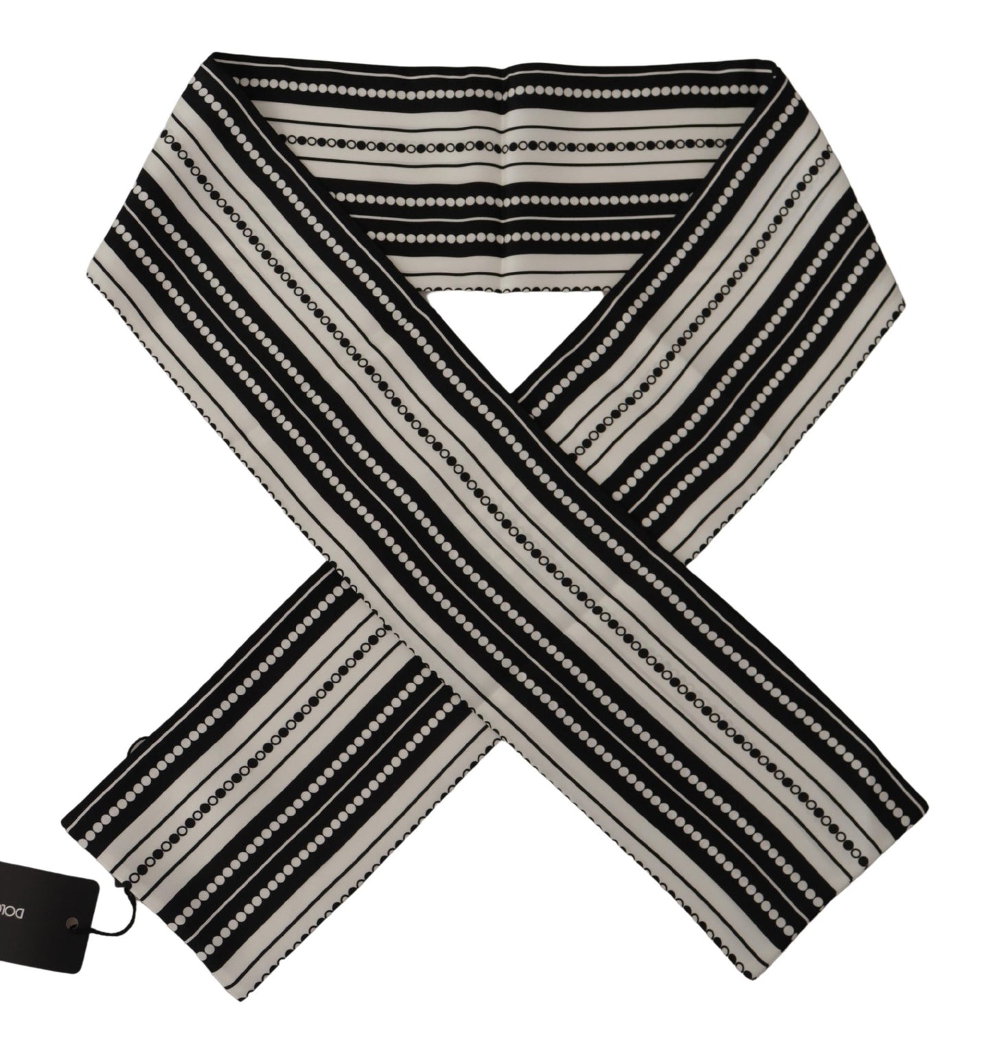 Dolce & Gabbana Elegant Silk Scarf with Black Stripes