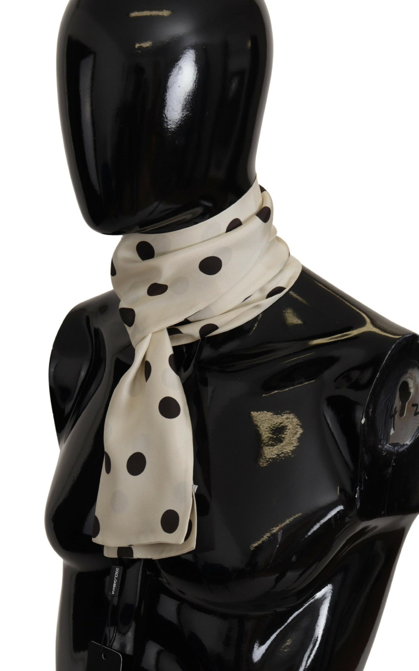 Dolce & Gabbana Elegant Ivory Polka Dot Silk Scarf