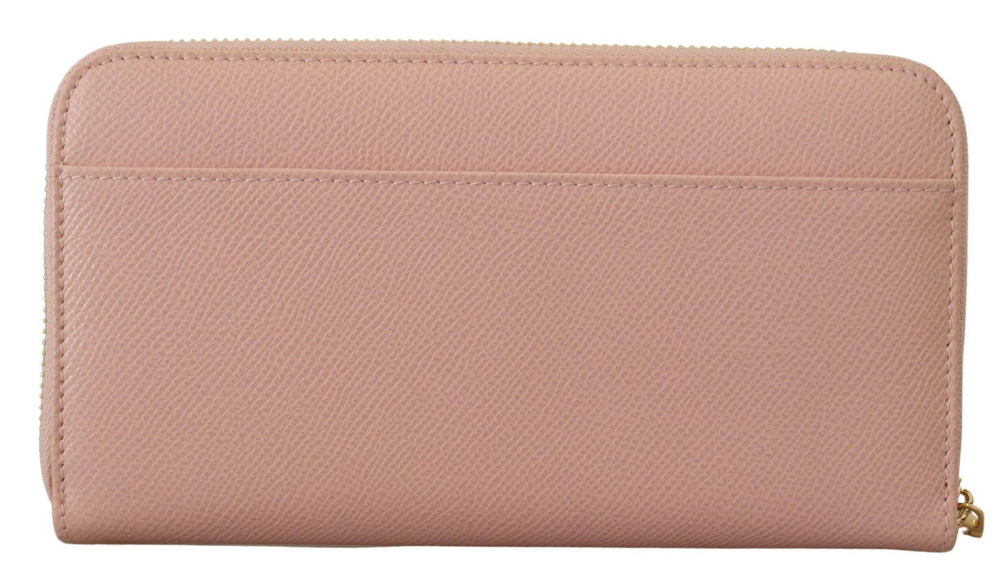 Dolce & Gabbana Elegant Pink Leather Continental Wallet