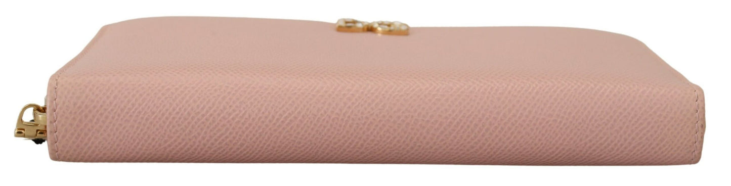 Dolce & Gabbana Elegant Pink Leather Continental Wallet