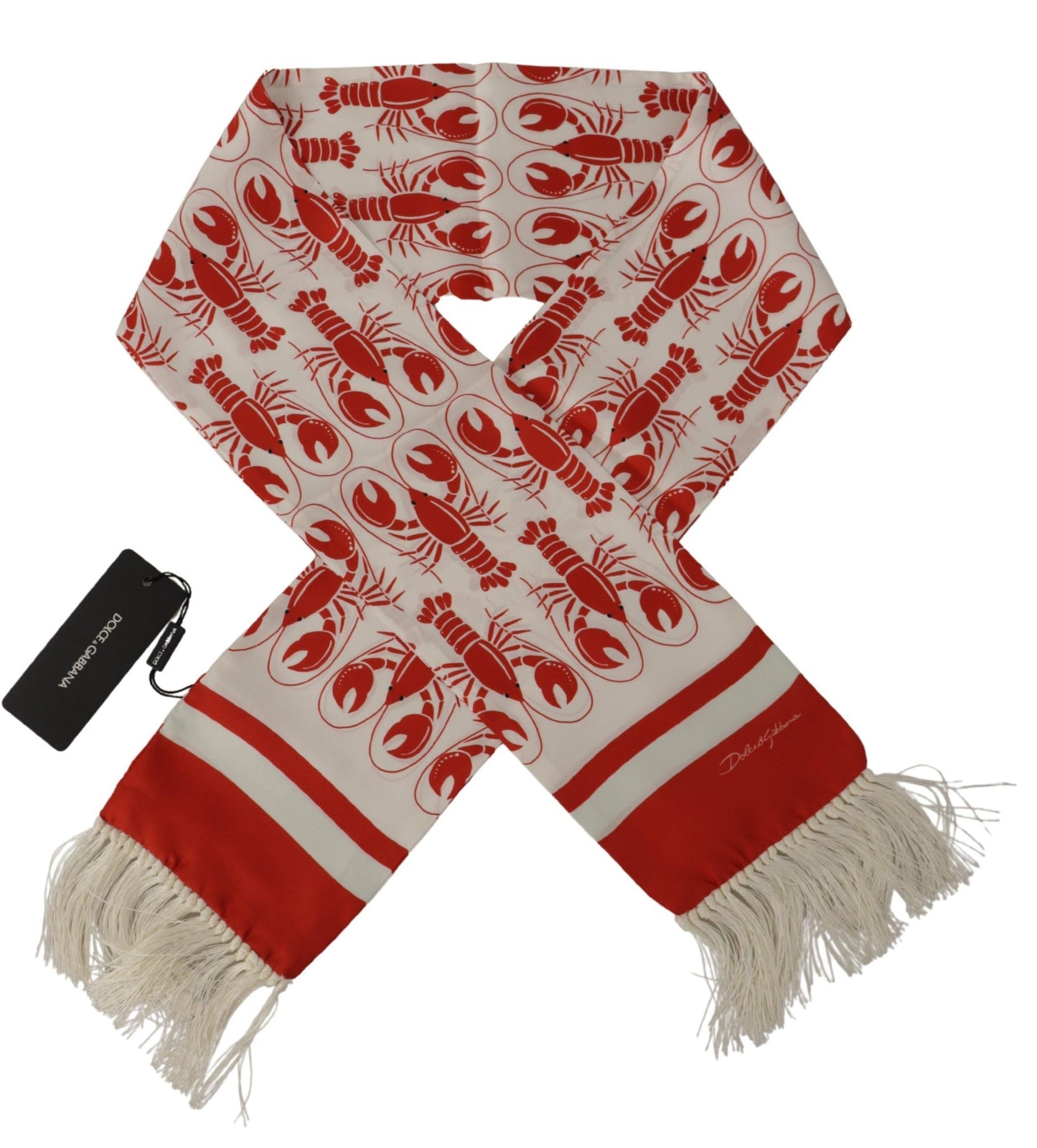 Dolce & Gabbana Elegant Silk Lobster Print Men's Scarf