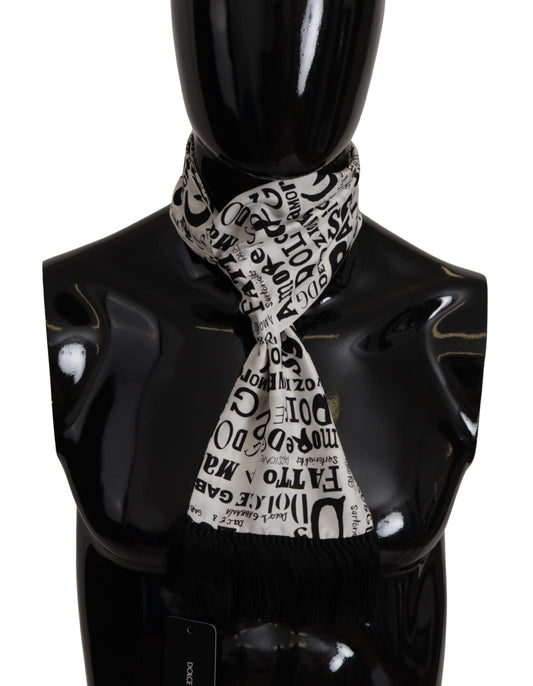 Dolce & Gabbana Elegant Silk Men's Scarf with Doodle Detail