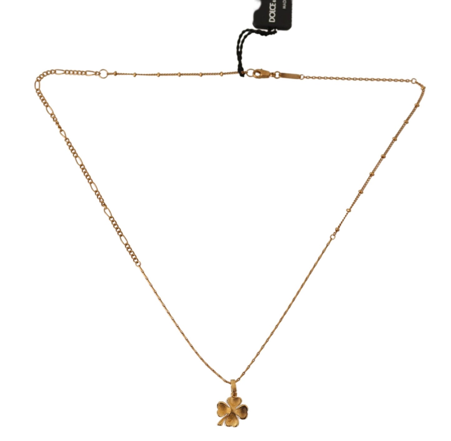 Dolce & Gabbana Elegant Gold Tone Clover Charm Necklace