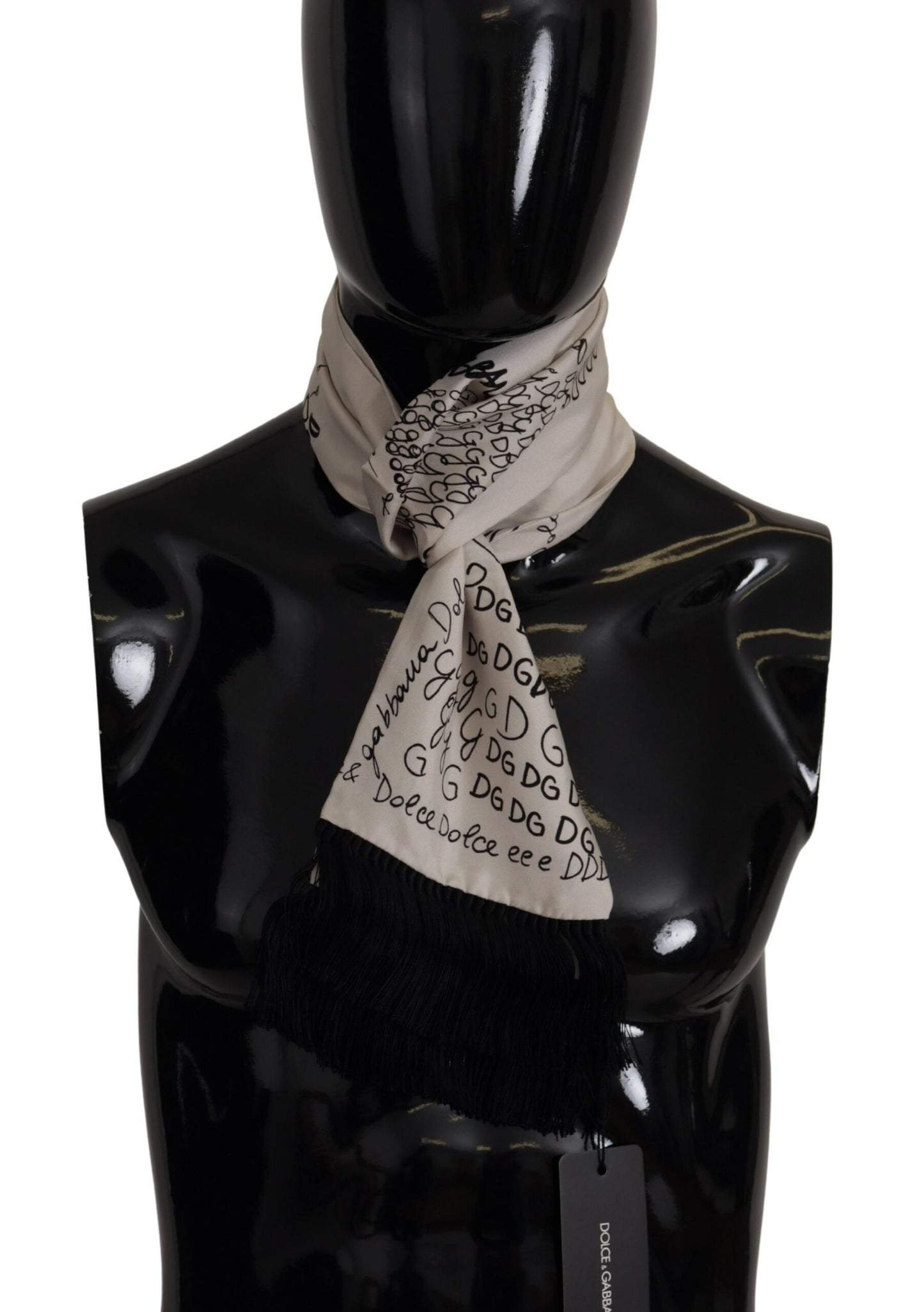 Dolce & Gabbana Elegant White Doodle Silk Men's Scarf