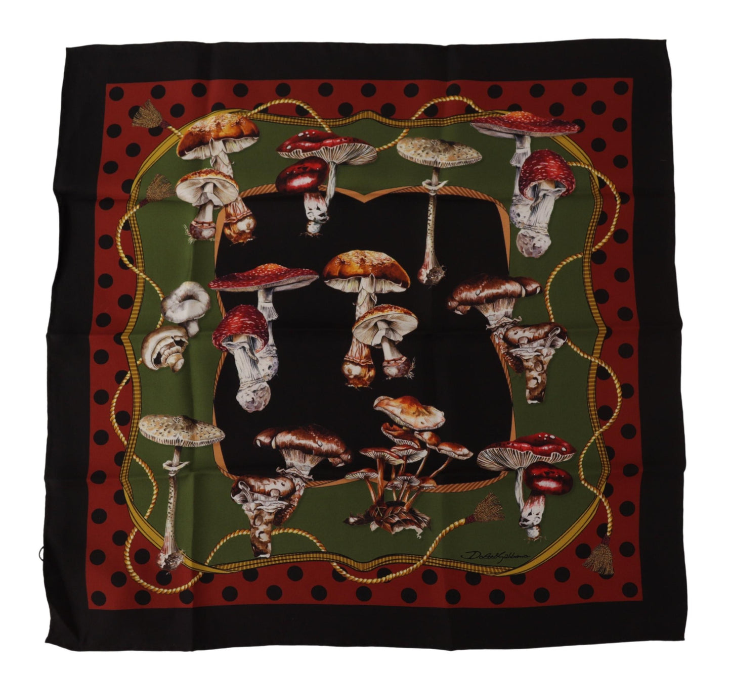 Dolce & Gabbana Chic Silk Square Scarf with Mushroom Motif