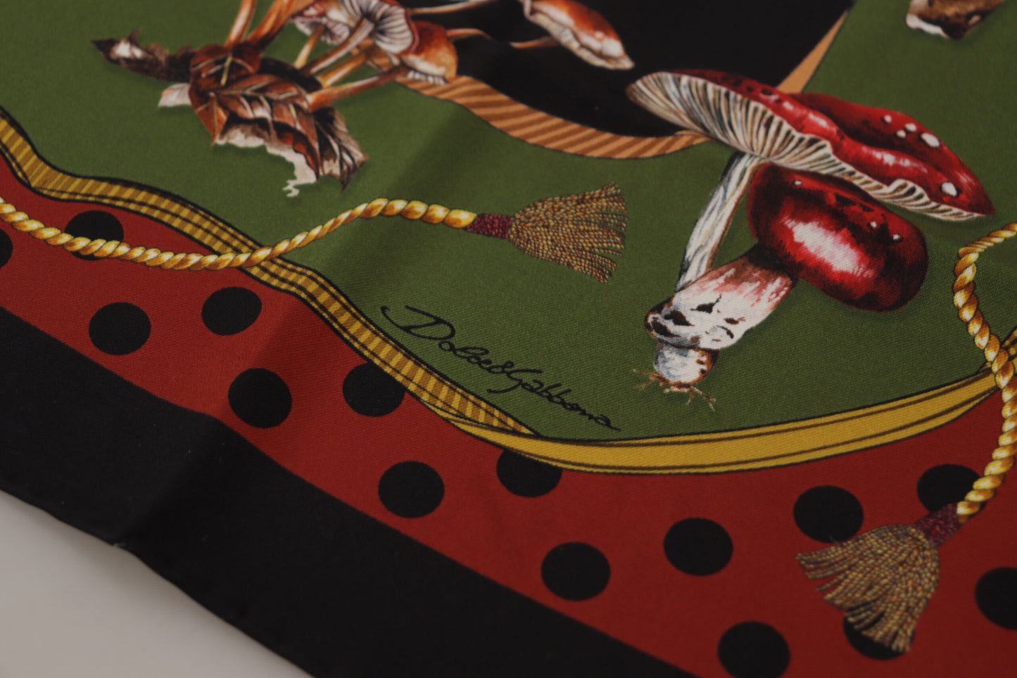 Dolce & Gabbana Chic Silk Square Scarf with Mushroom Motif