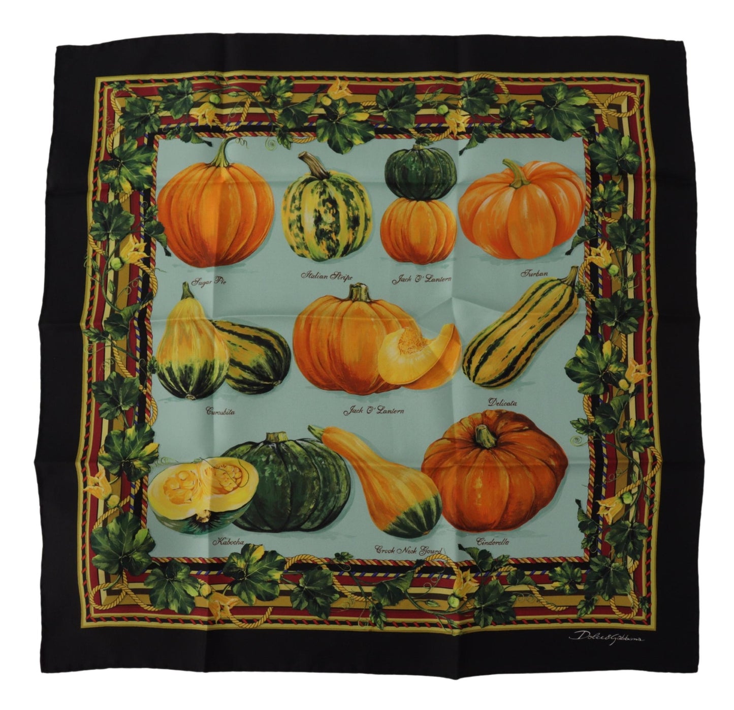 Dolce & Gabbana Chic Silk Square Scarf with Vegetable Print