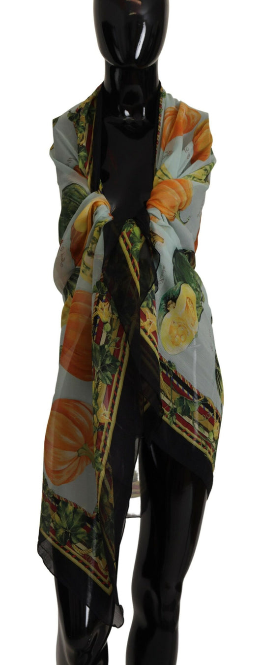 Dolce & Gabbana Multicolor Silk Vegetable Print Shawl