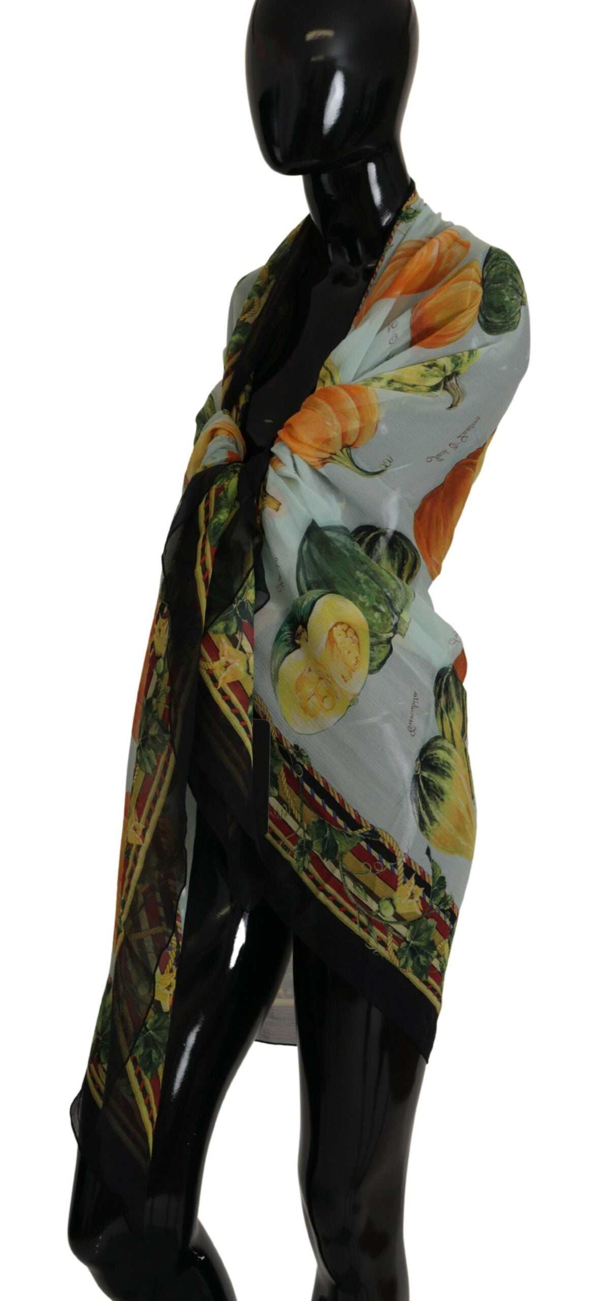 Dolce & Gabbana Multicolor Silk Vegetable Print Shawl