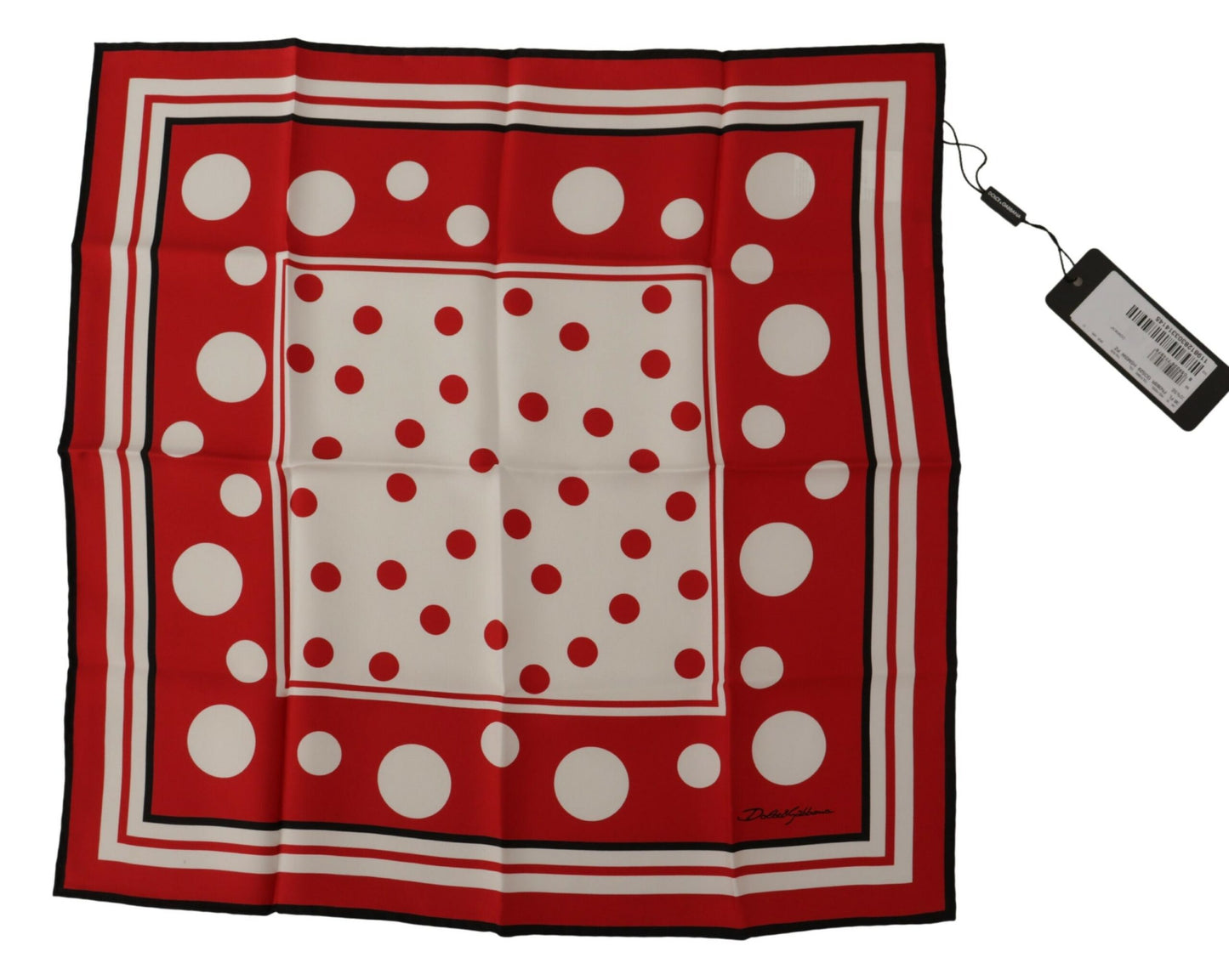 Dolce & Gabbana Red White Polka Dot Silk Square Scarf