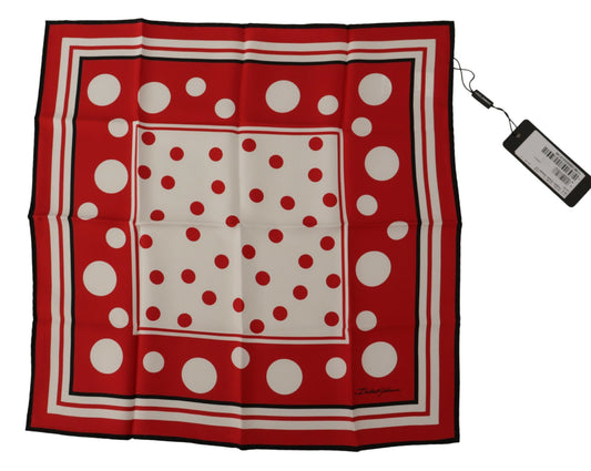 Dolce & Gabbana Red White Polka Dot Silk Square Scarf